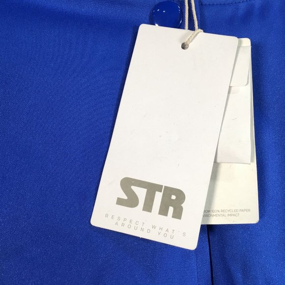 STR Snap Button Up Bomber Jacket, Men's Size S - Dark Blue/Yellow - Picture 3 of 10